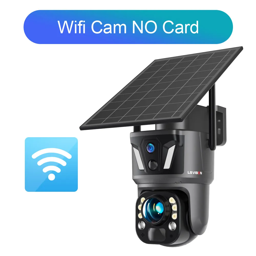 LS VISION 4K 99X Zoom Dual Screen 4G Solar Camera Outdoor WiFi PTZ Dual PIR Detection Auto Tracking Smart Linkage Security Camera Ubox App with 9W Solar Panel