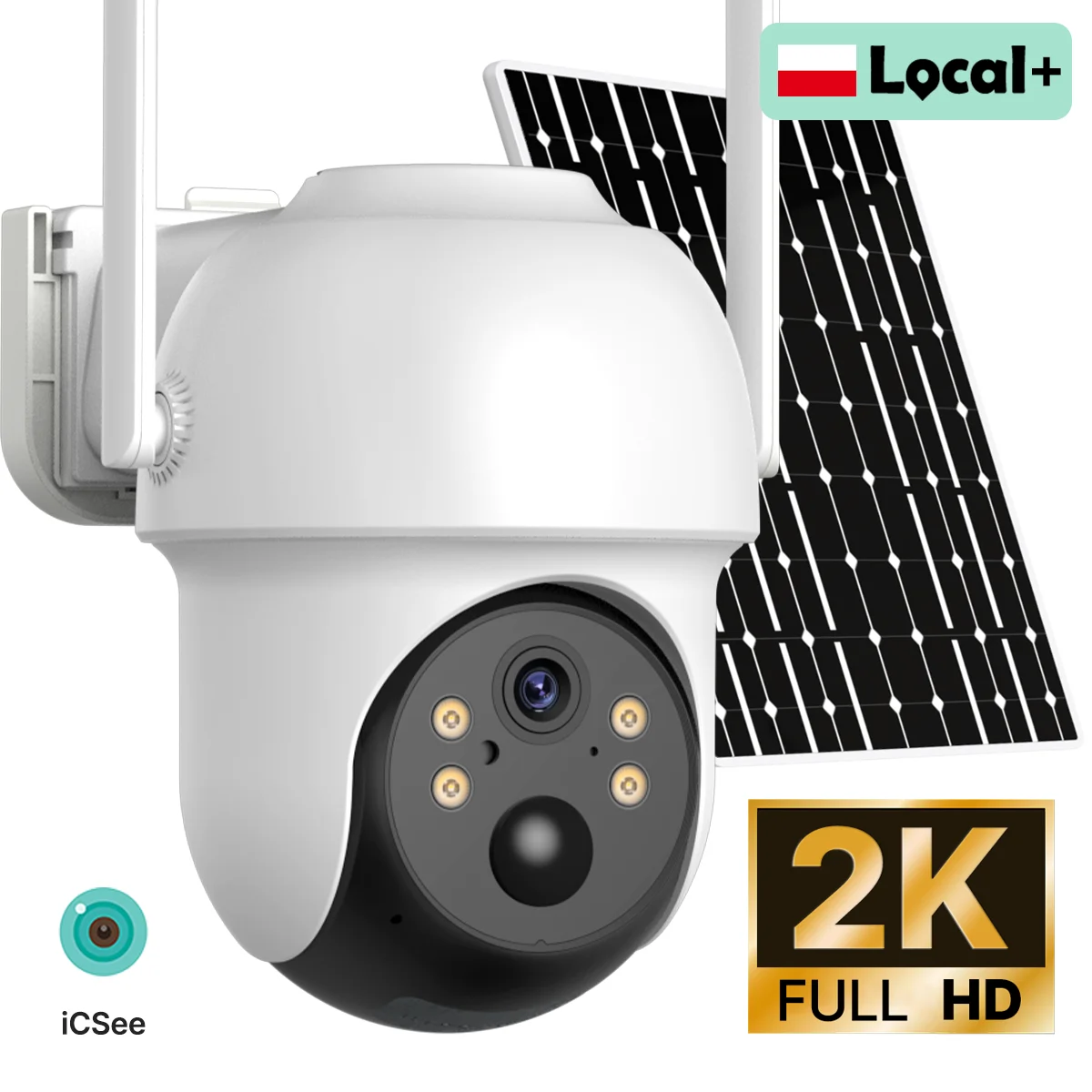 Solar WiFi IP Camera Outdoor Built-in Battery PTZ Camera Wirelees Night Vision Real Time Alert Two Way Audio Video Security Surveillance iCsee