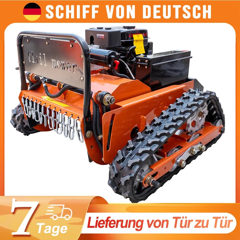 Germany Stocked Gas Flail Mower Remote Controlled Lawn Mower Bush Cutter 212CC Electric Start Engine Free Shipping
