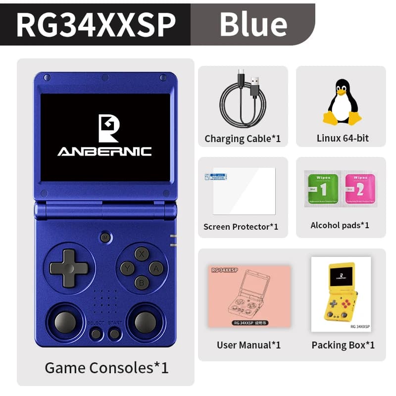 Anbernic RG34XXSP Flip Handheld Game Console 3.4'' IPS Linux 64-bit 3300mAh Retro Games Player Wifi HD-Connect To TV RG 34XXSP