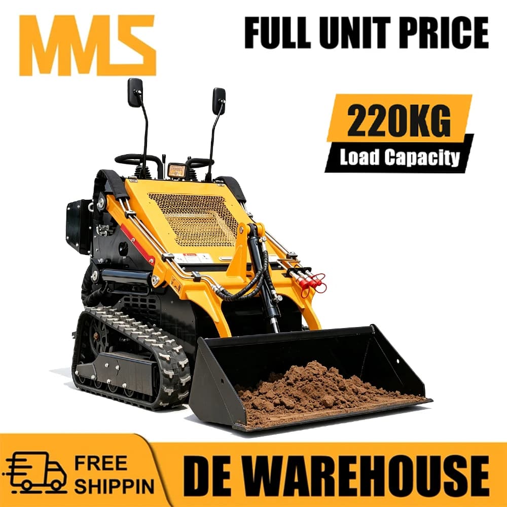 MMS Mini Triangular Track Skid Steer Loader with 22HP 9.6HP RATO Gasoline Engine Multifunction Stand-On Crawler Skid Steer Machine Hydraulic Drive Compact Track Loader In Free Shipping From Germany