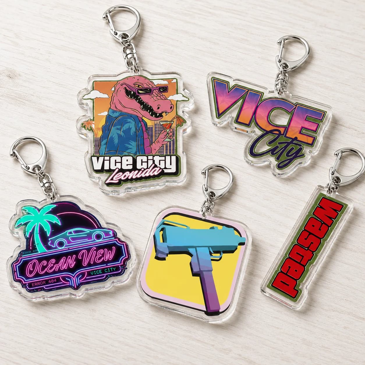 Video Game Vice City Keychains for Accessories Bag Charm Anime San Andreas Games Keyring Jewelry Fans Friends Gifts
