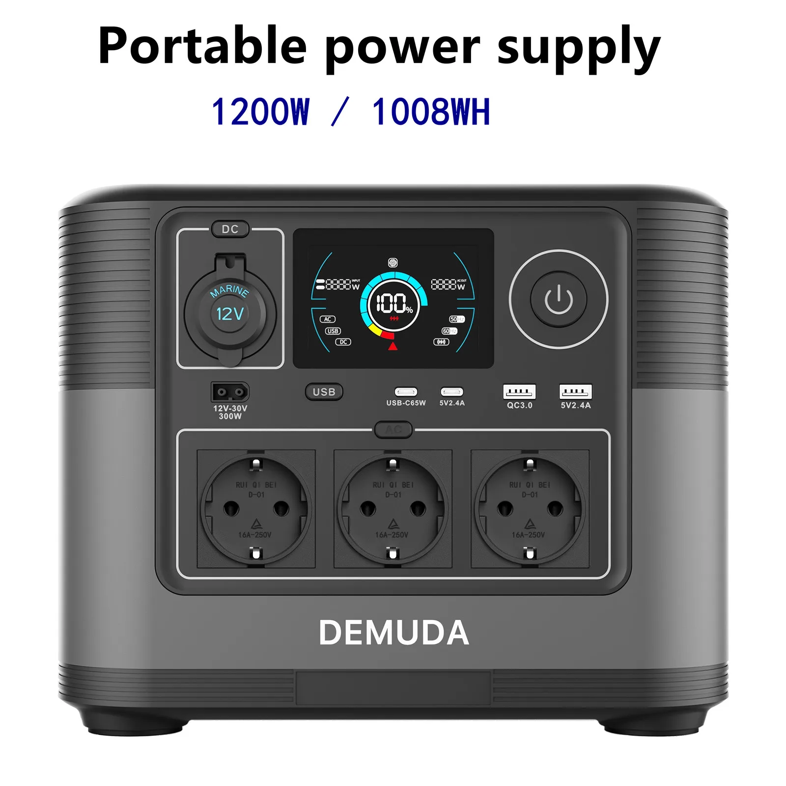 DEMUDA 1008Wh 1200W LiFePO4 Portable Solar Power Station with 200W Solar Panel, Off Grid Emergency Backup Power for Camping RV Household ﻿