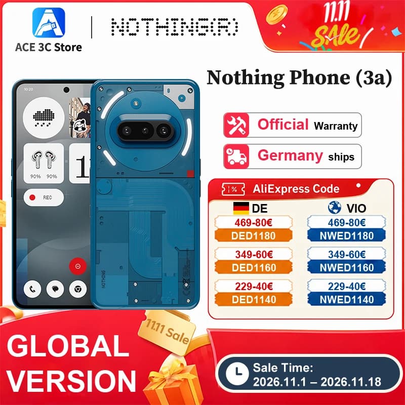 Nothing Phone (3a), Cell Phone with Essential Space, 50 MP Main Camera, 32 MP Front Camera, 6.77 ''Flexible FHD + AMOLED Display