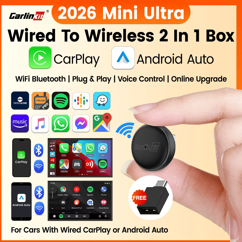 Mini Ultra 3 CarlinKit 5.0 Wireless Adapter Wireless CarPlay Android Auto For OEM Car Plug & Play WiFi Bluetooth Auto Connection
