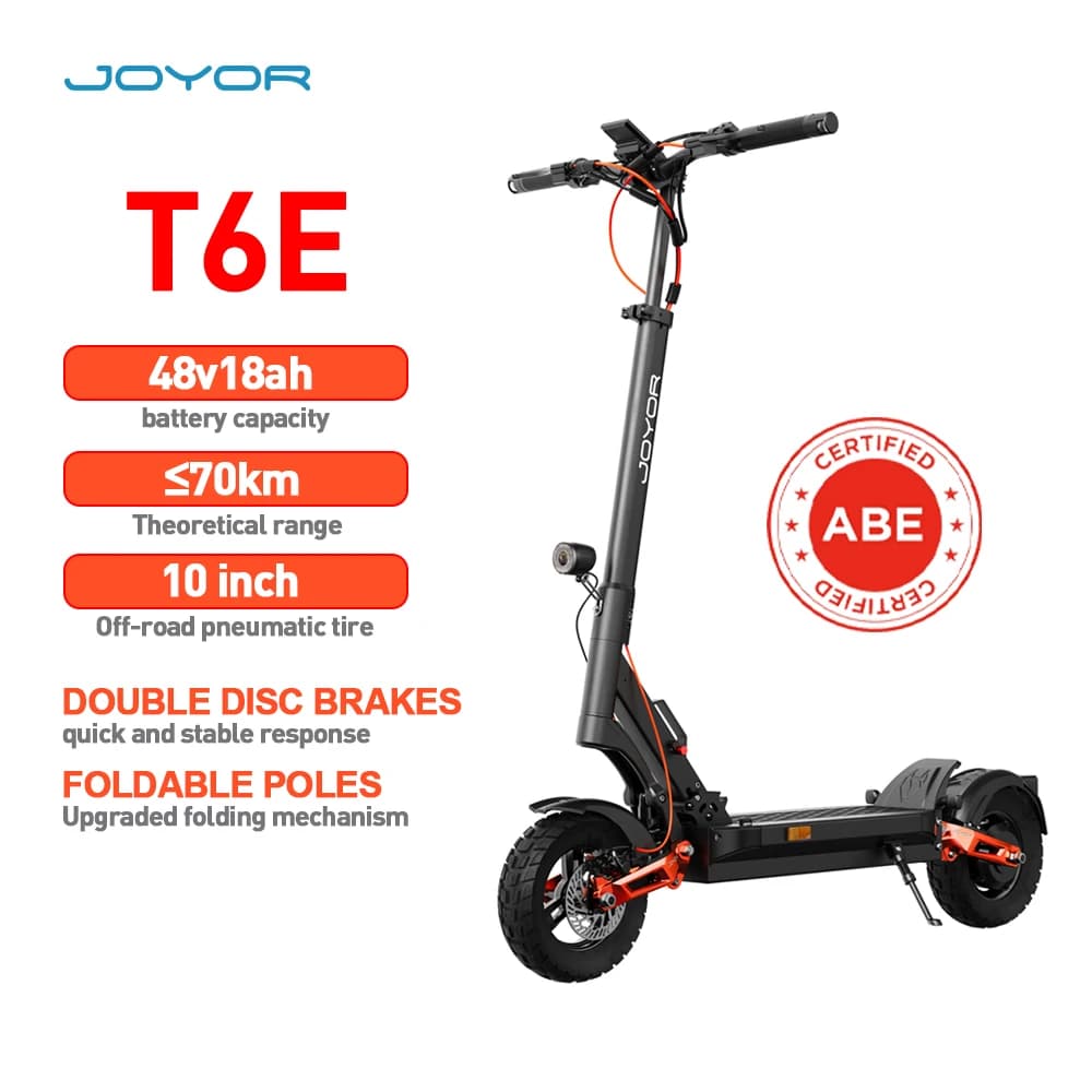 JOYOR T6E Adult Electric Scooter 48V18AH Battery E-Mountain Escooter 10" Off-Road Tire Foldable E-Scooter