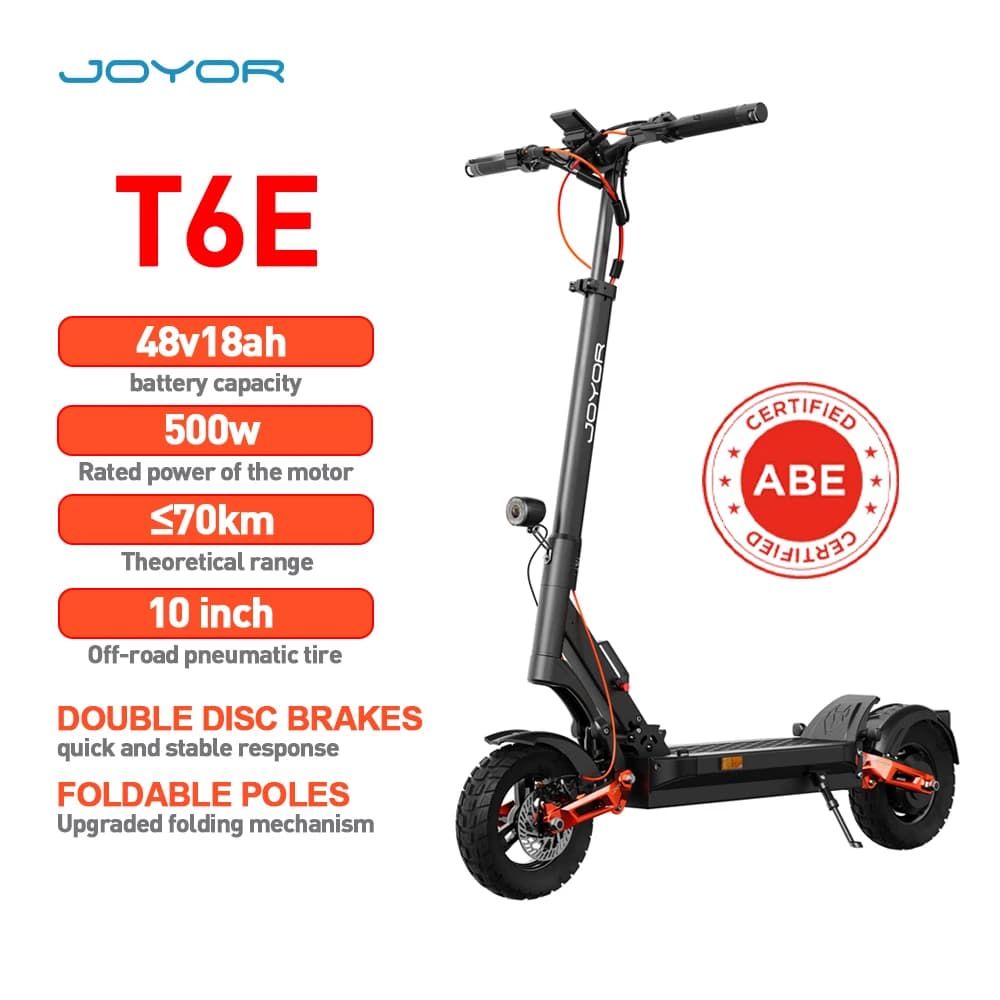 ABE Certified & German Road Approved JOYOR T6E PRO E-Scooter, 48V 26AH High Capacity Battery, Foldable Portable, Front Rear Turn Signals, Urban Commuting Electric Scooter for European Street Legal Riding