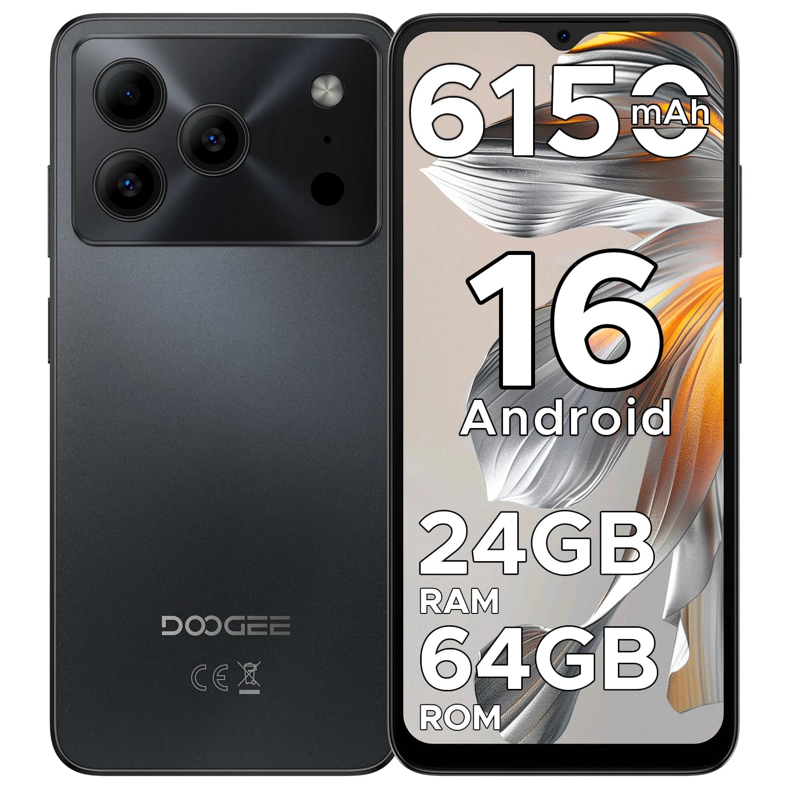 DOOGEE Note 56 VIP Edition Android 16 Smartphone 6150mAh Battery 24GB RAM (3+21) 64GB ROM 8.45mm Ultra Slim 90HZ mobilephones