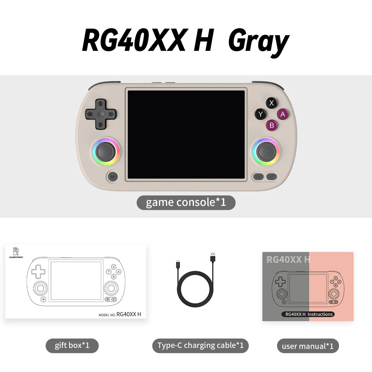 Anbernic RG40XX H Retro Handheld Game Console 4.0" IPS Screen Linux 64-bit RGB Joystick 3200mAh Video Games Player WIFI HDMI Out