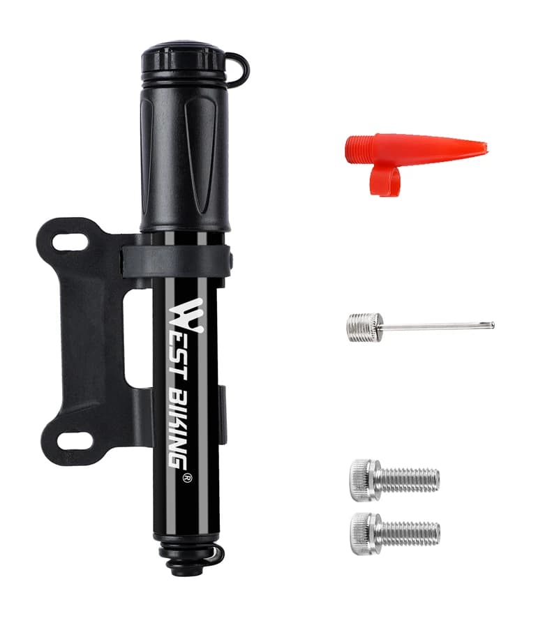 WEST BIKING Local Shipping Mini Bicycle Pump 100 PSI Portable Schrader Presta Valve Inflator Aluminum Alloy MTB Road Cycling Tire Hand Air Pump