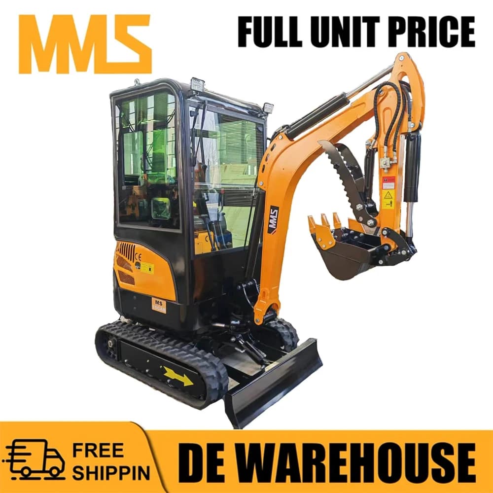 MMS 1.8 Ton Mini Excavator With Kubota Diesel Engine Hydraulic Small Digger for Construction Work Gardens Farm Free Shipping From Germany