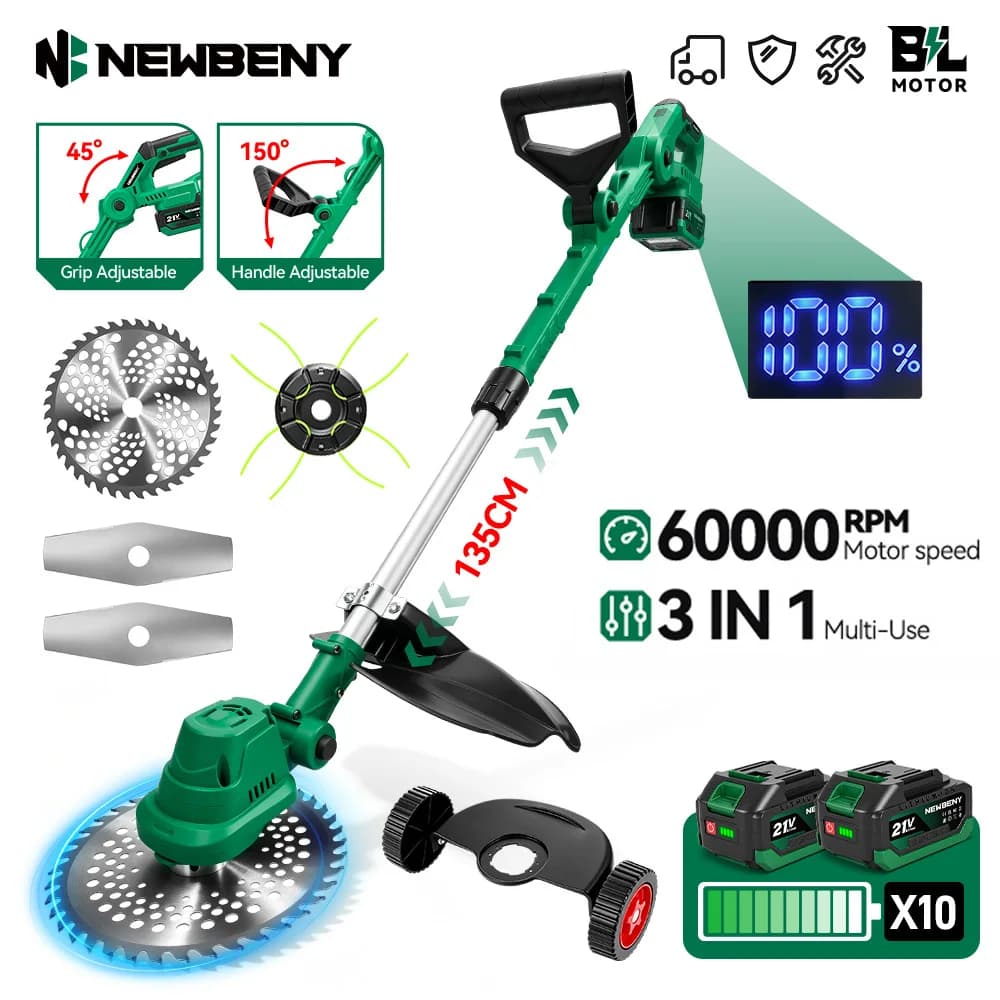 NEWBENY Brushless Electric Lawn Mower 60000RPM Grass Trimmer Length Adjustable Garden Power Tool For Makita 21V Battery Pin