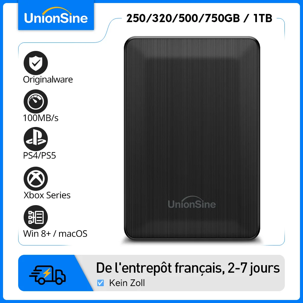 External Hard Disk 1TB Portable HDD, compatible with PS4/PS5/Xbox/PC/Mac, for TV recording, your cost-effective storage solution