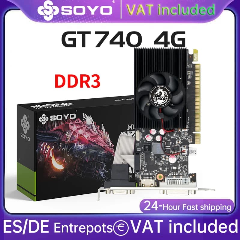 SOYO Graphics Cards NVIDIA GT740 4G GDDR3 128bit Video Card HDMI + DP + DVI For Desktop Computer Components GPU GT 740