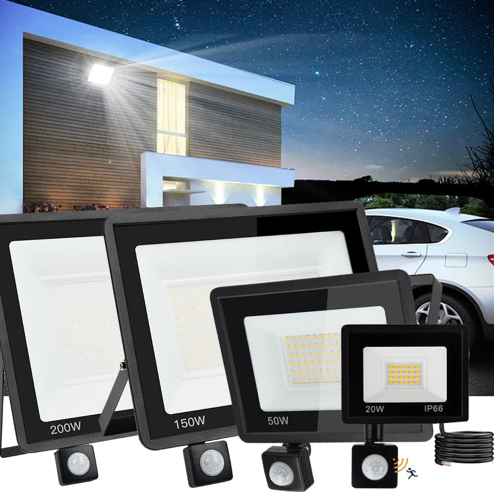 200W 50W/20W LED Flood Light AC220V PIR Motion Sensor Light IP65 Waterproof LED Cold White Outdoor Wall Lamp Spotlight Street