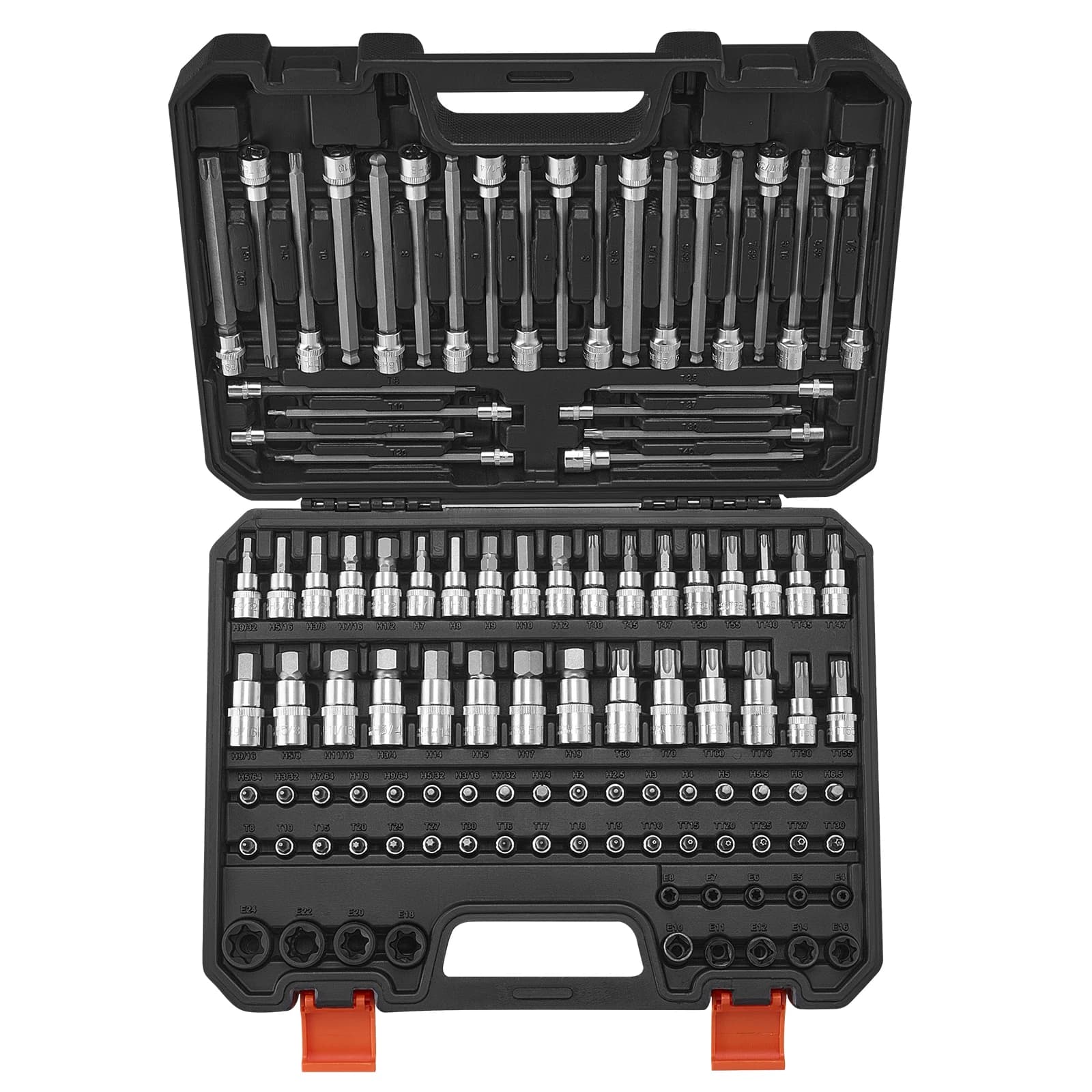 SucceBuy Bit Socket Set 107-Piece SAE and Metric Hex/Torx/External Torx/Tamper-Proof/Extra Long S2 Alloy Steel and Cr-V Steel