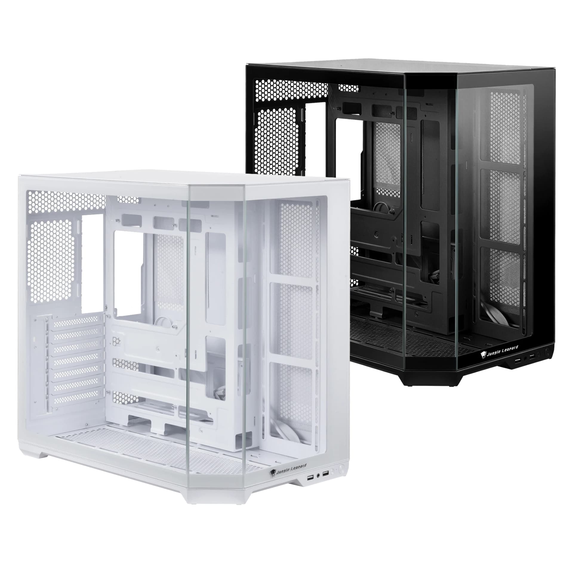 AS-01 Desktop Computer ATX Case, Double-Sided Glass E-Sports Game Case Shell, Atmospheric Flow Game Computer Case, For ITX MATX EATX Motherboard, With 2 3.5-Inch Hard Drive Slots And 3 2.5-Inch Hard Drive Slots