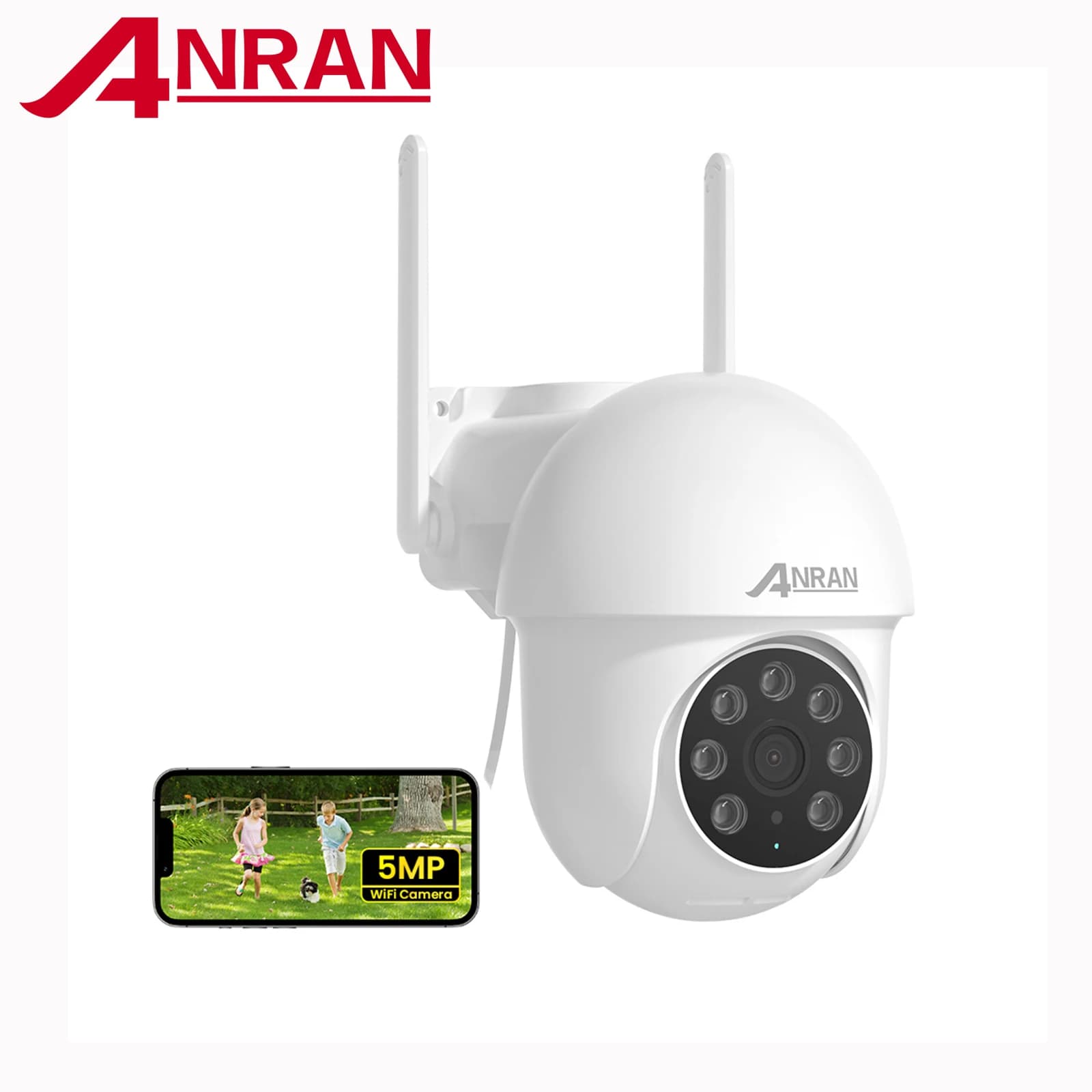 ANRAN 2.4G&5G WiFi Camera Security Camera 24/7 Record Full Color Night Vision PTZ 2-Way Audio Auto Track Local Alarm