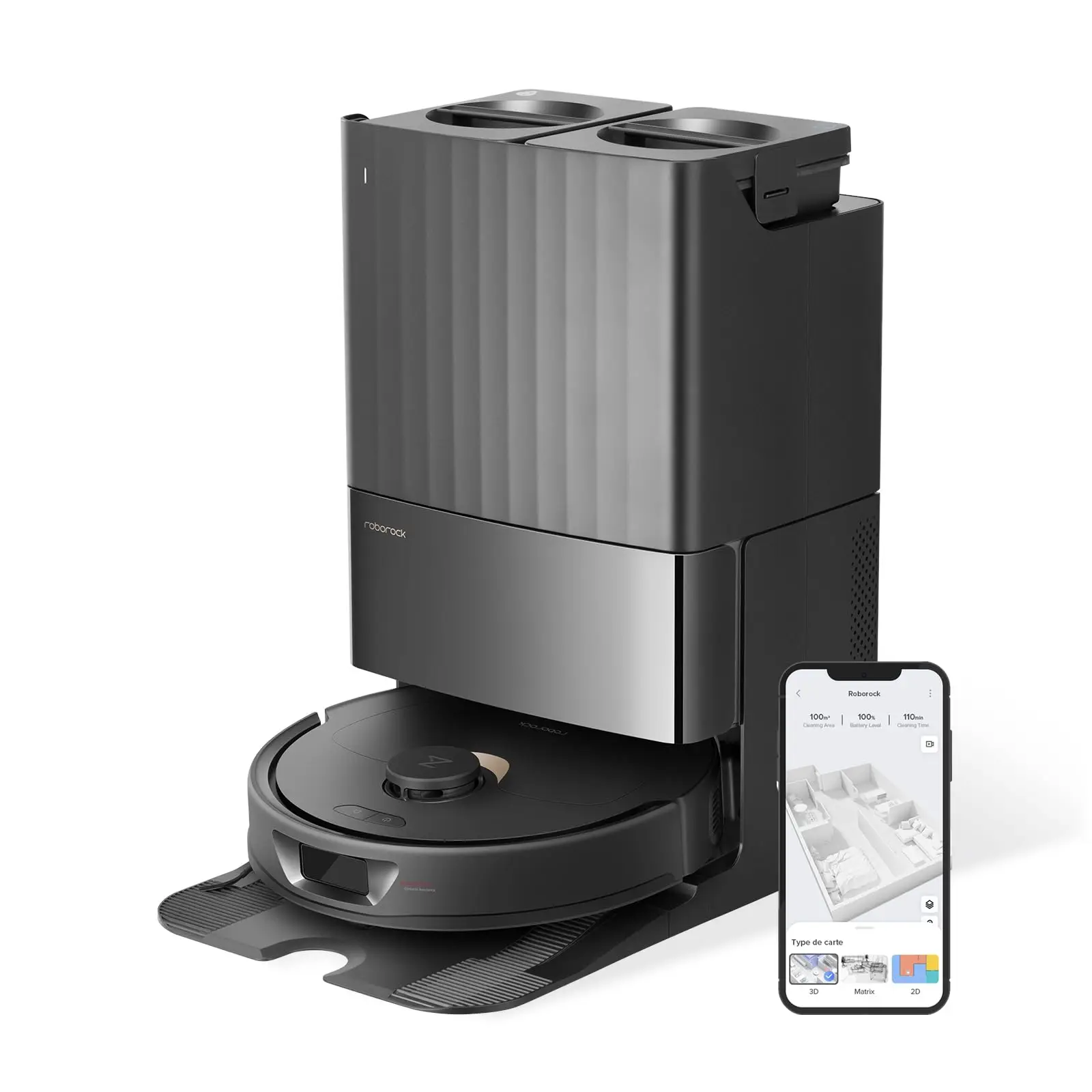 【Renewed】Roborock Qrevo Robot Vacuum Cleaner Station, Automatic Functions Emptying, Washing, Drying, Station Cleaning, 5500Pa