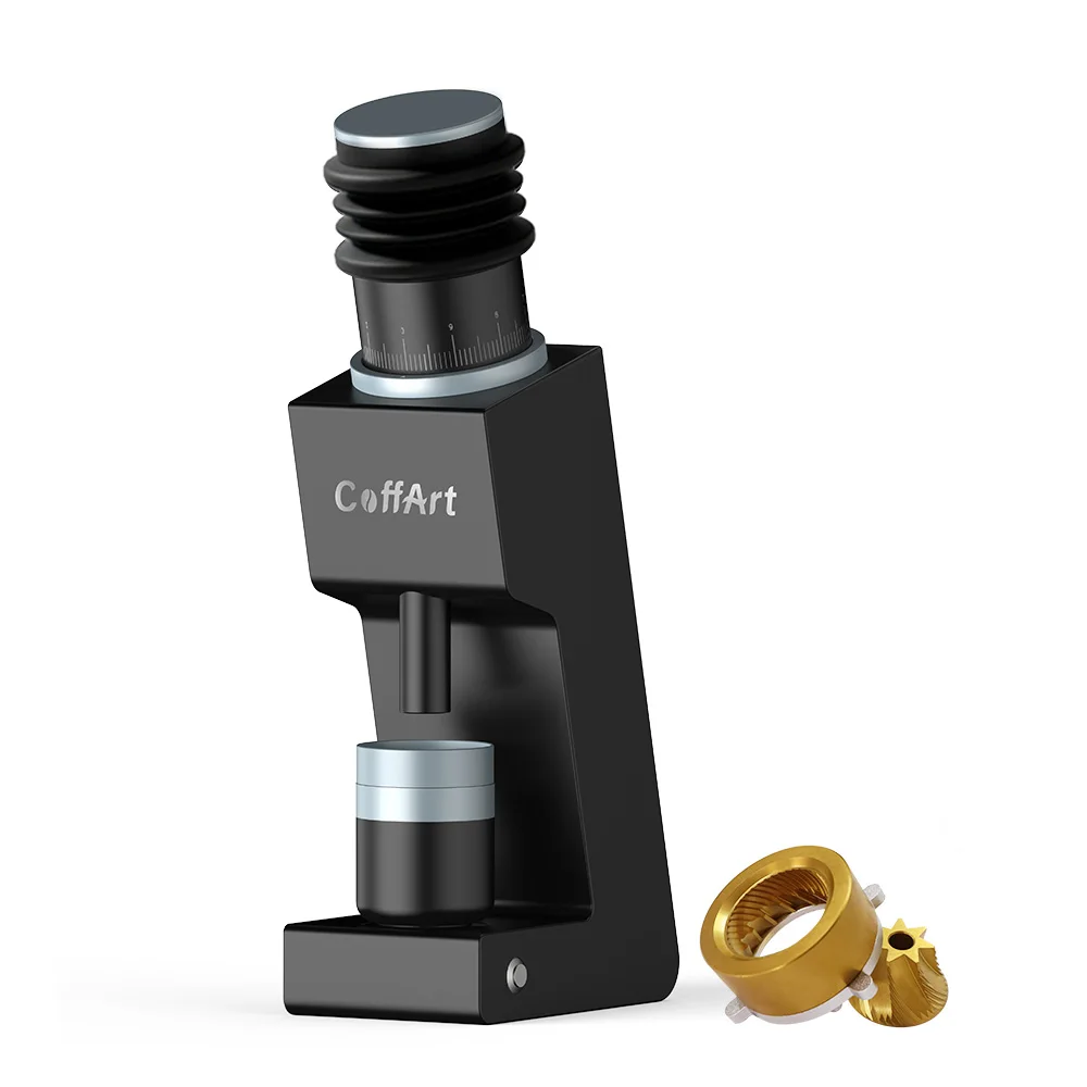 CoffArt by BioloMix Pro-Grade Metal Burr Grinder – 48mm Gold Titanium 7-Core, Precision Grinding for Home and Commercial Use