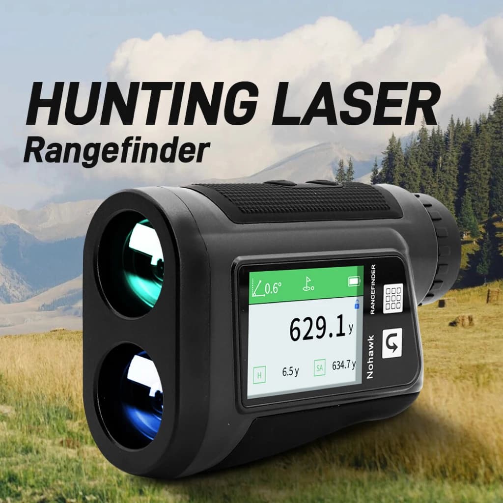 Nohawk Golf Rangefinder with Touch Screen Voice Announcement Flag Locking Range Finder with Multi Modes for Golfing or Hunting