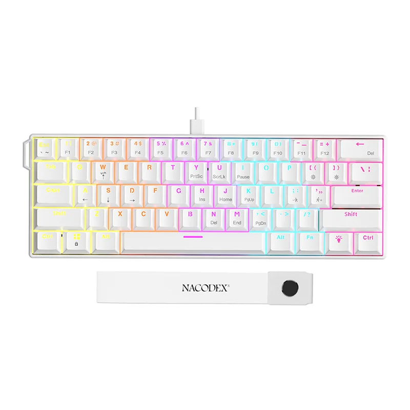 AJAZZ NK61 Wired Mechanical Gaming Keyboard with red switch and 61 keys, plug and play DIY suitable for gaming and office use