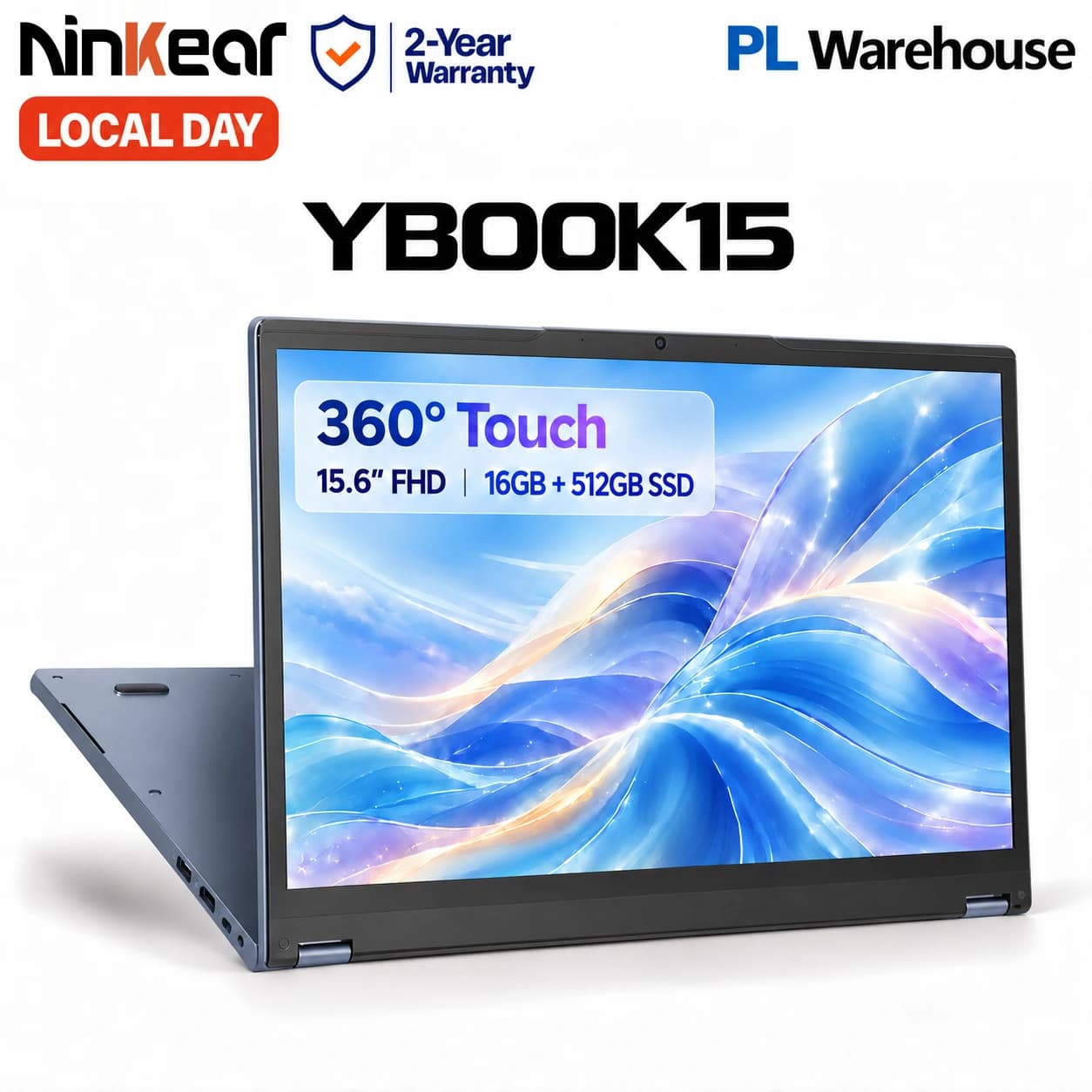 Ninkear YBOOK15 2 in 1 Laptop 360° flip 15.6' FHD IPS Touch Screen Tablet AMD Ryzen™ 3 3200U 8G DDR4+512GB SSD Windows 11 Pro