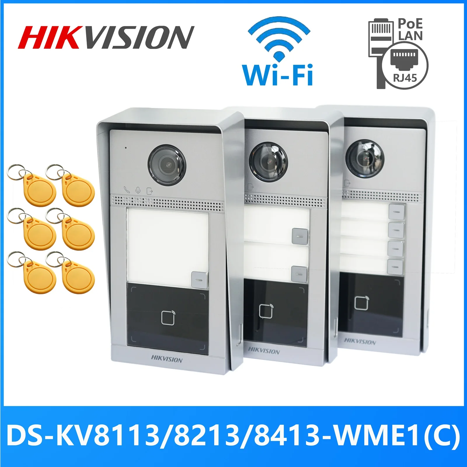 HIKVISION 1-4 button DS-KV8113/8213/8413-WME1(C) IP Doorbell, WiFi Doorbell,Door phone,Video Intercom,waterproof,IC card unlock