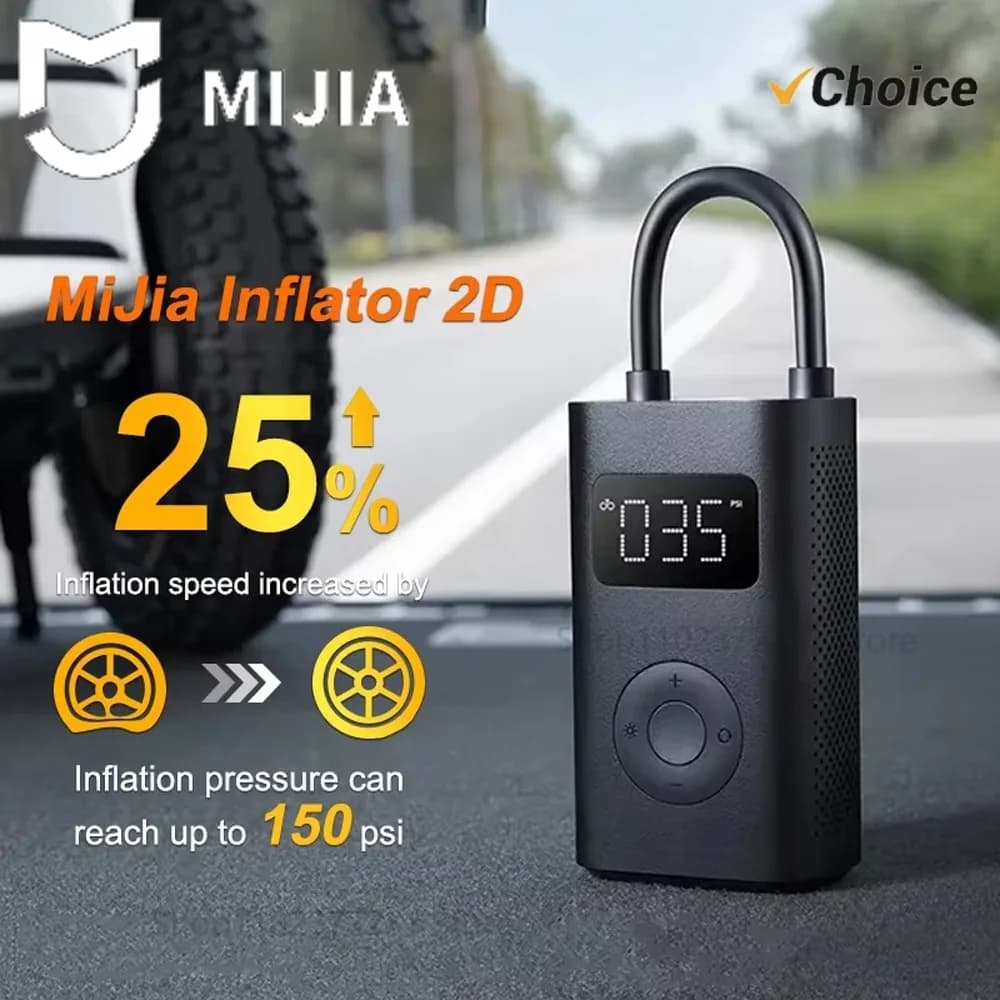 XIAOMI MIJIA Air Pump 2D 25% Speed Boost Mini Portable Electric Air Compressor Treasure 150PSI Type-C LED Multitool Inflator