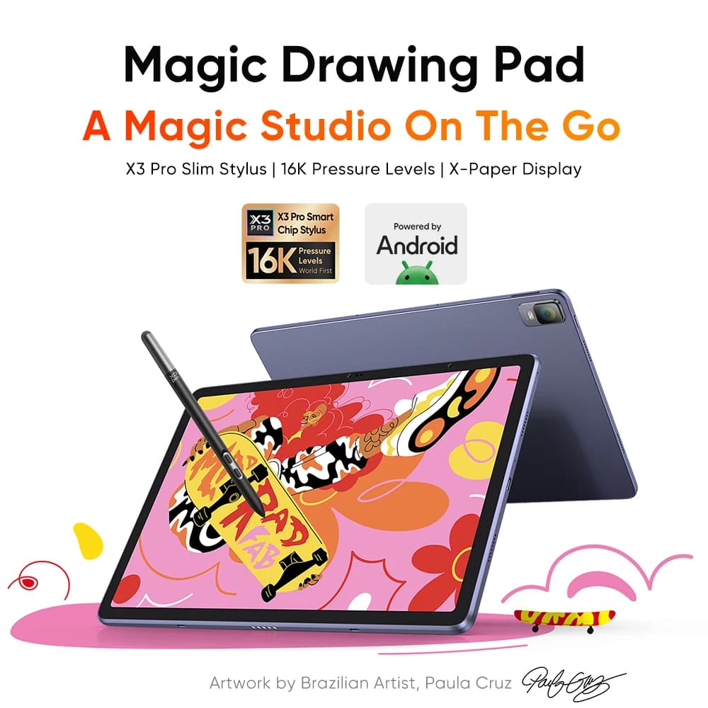 XPPen Magic Drawing Pad 12.2 inches Tablet Android 8GB/256GB 8000mAh with X3 Pro Slim Stylus 60 Tilt Android 14 Drawing Tablet