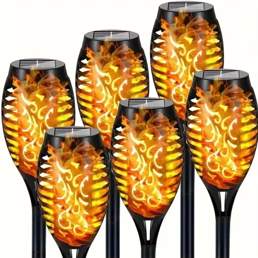 8/12/16PCS 12LED Solar Flame Torch Lights Flickering Light Waterproof Garden Decoration Outdoor Lawn Path Yard Patio Floor Lamp