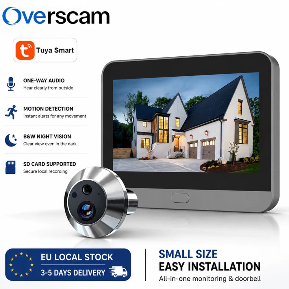 Tuya Smart 4.3 Inch WiFi Peephole Doorbell 120° Door Eye Camera 5000mAh Battery PIR Motion Detector Video Intercom Door Camera
