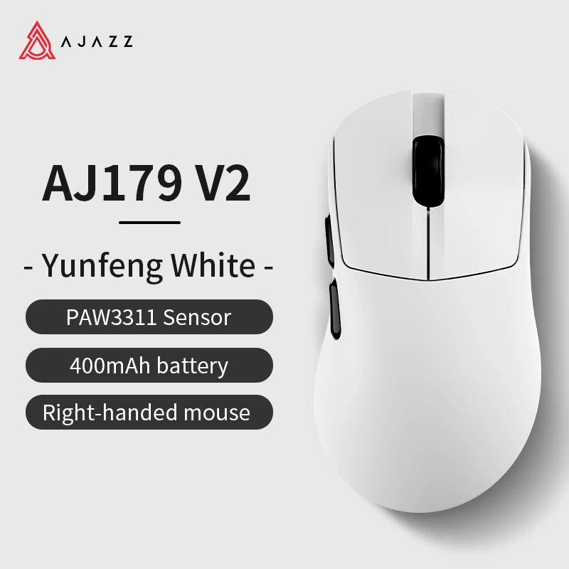 AJAZZ AJ179 V2 Wireless Gaming Mouse, PAW3311 High Precision Sensor, 400mAh Long Battery, Lightweight 49g Ergonomic Right Hand Design for Office & E-Sports