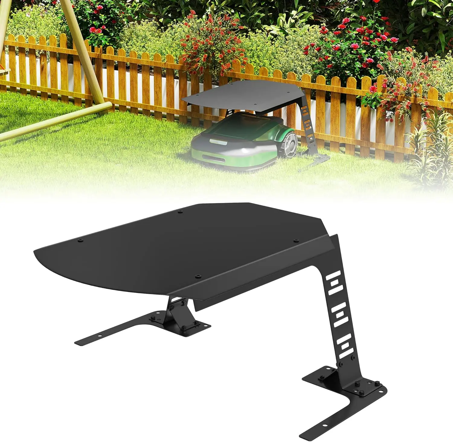 Robotic Lawnmower Garage Roof Carport Canopy, 77 X 94 X 36 Cm, Garage for Robotic Lawnmower, Automower, Garden, Weatherproof, Black