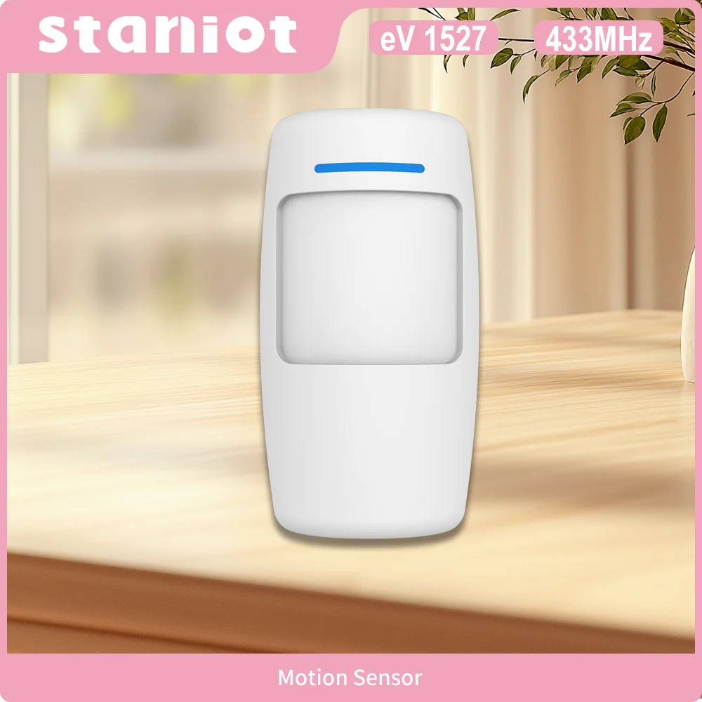 Staniot 433Mhz Wireless PIR Motion Detector  Human Infrared Movement Sensor Anti-Burglar Security Alarm System Compatible with Alexa Smart Home Device