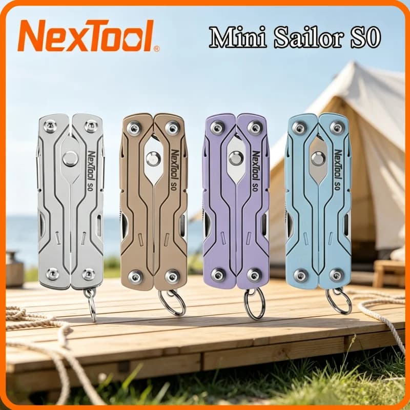 NexTool 8 In 1 Mini Sailor Scissors S0 Micro Keychain Multitool Screwdriver Portable Pocket Folding EDC Tool for Travel