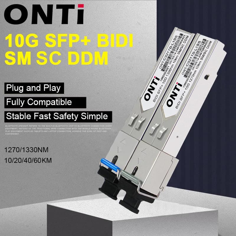 ONTi 10G BIDI SM SC WDM SFP+ Module 1270/1330nm Single Mode 10-60KM Fiber Optic Module Compatible with Cisco ...Etc Switch