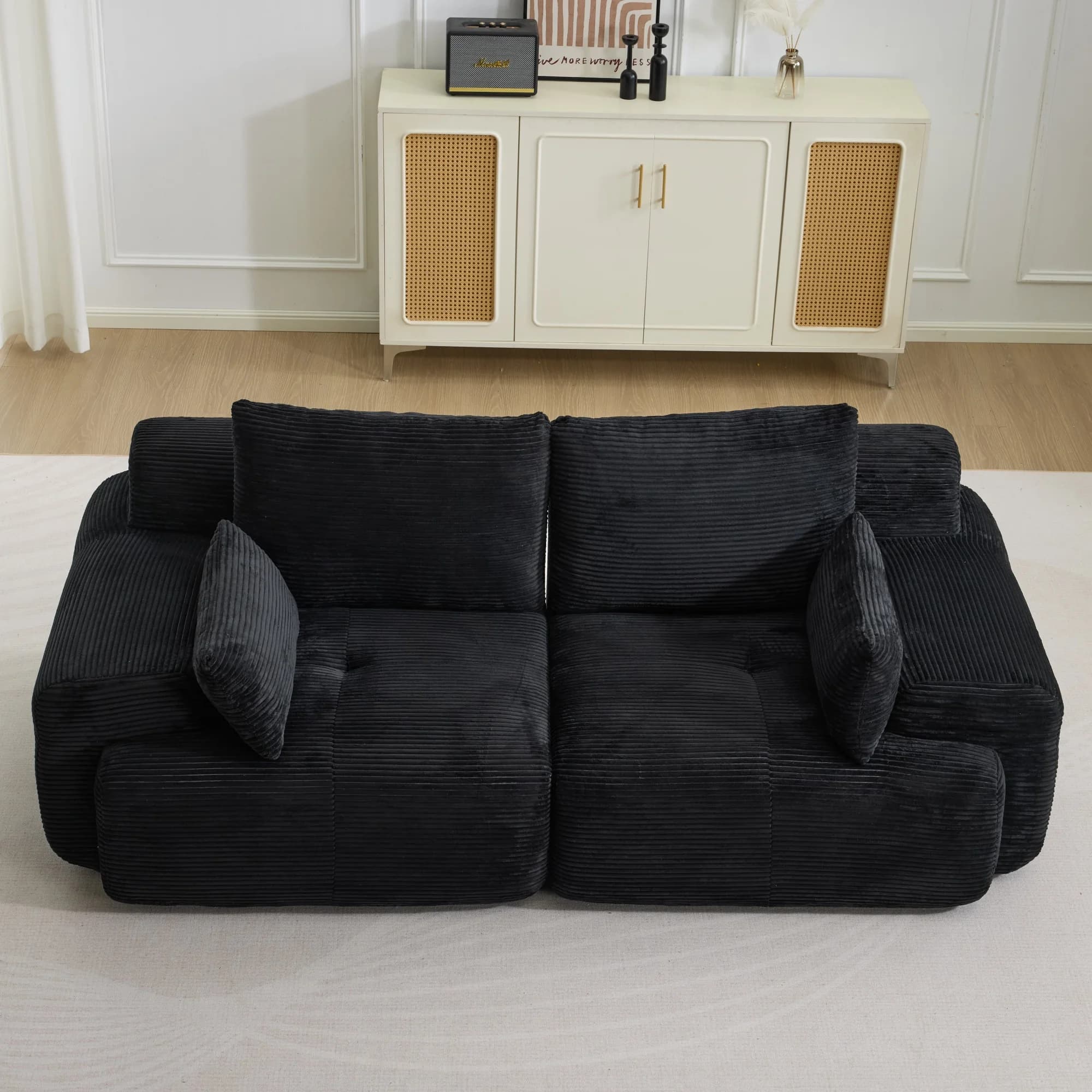 4-Seater Corduroy Modular Sofa, Modern Free Combination Sectional Couch, No Assembly Needed Loveseat Sofa for Living Room，Bedroom