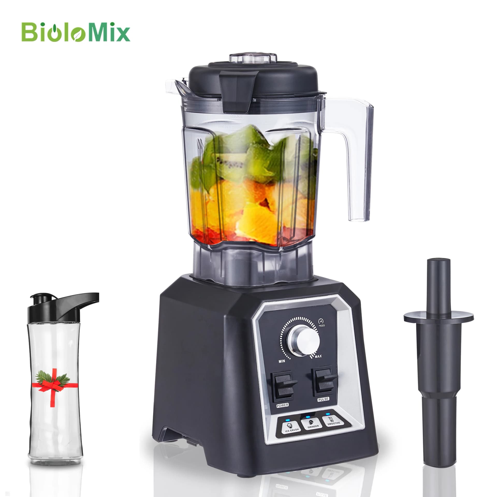 BioloMix Professional Kitchen Blender Automatic Program 2L Low-Profile BPA-Free Smoothie Juicer Ice Crusher Food Mixer