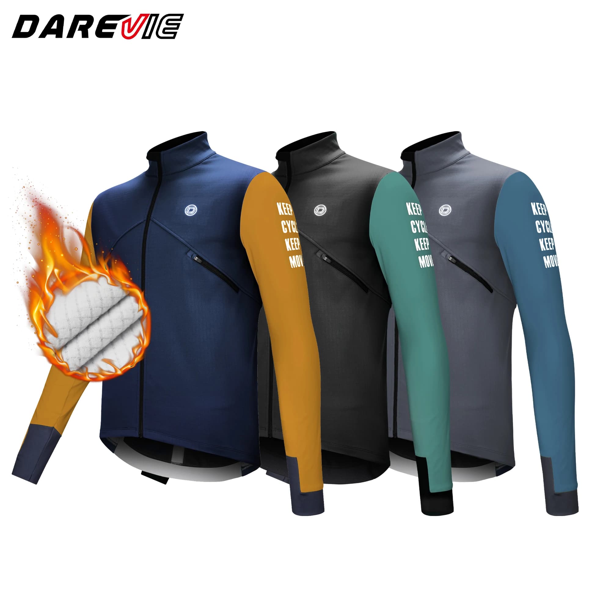 DAREVIE Cycling Men's Jacket Windproof Fleece Pro Cycling Jackets Long Sleeve Warm Soft Brushed Pro Breathable Bicycle Clothing