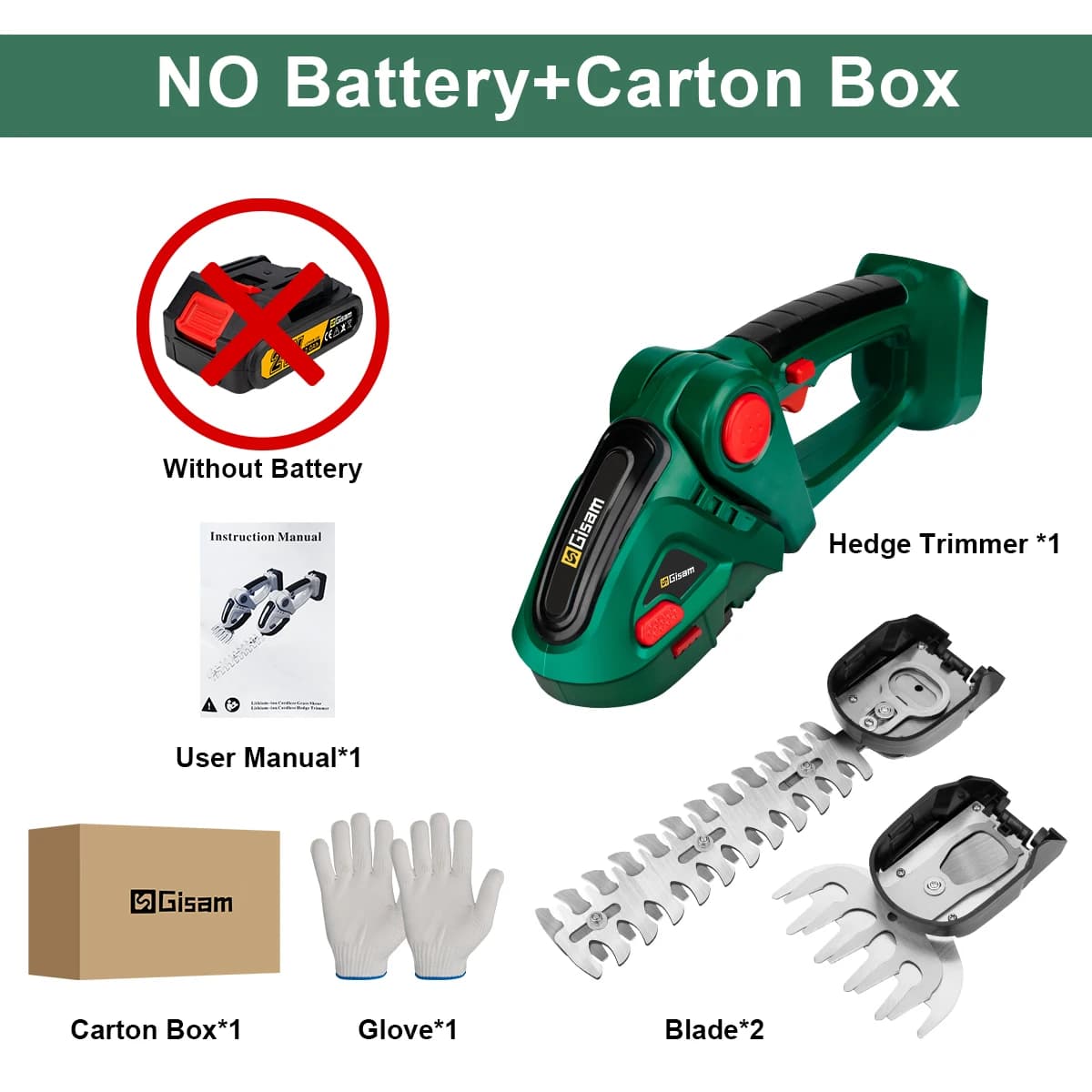 Gisam 2 in 1 Electric Hedge Trimmer 20000rpm Handheld Household Lawn Mower Garden Scissors Power Tool For Makita 18V Battery Pin