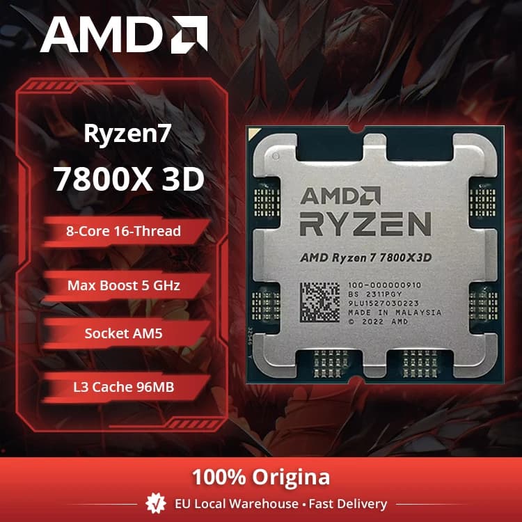 AMD RYZEN 7 7800X3D CPU Gaming Processor AMD R7 7800X3D 8-Core 16-Thread 5NM 96M Socket AM5 Without Fan Game Cache Hot No Fan