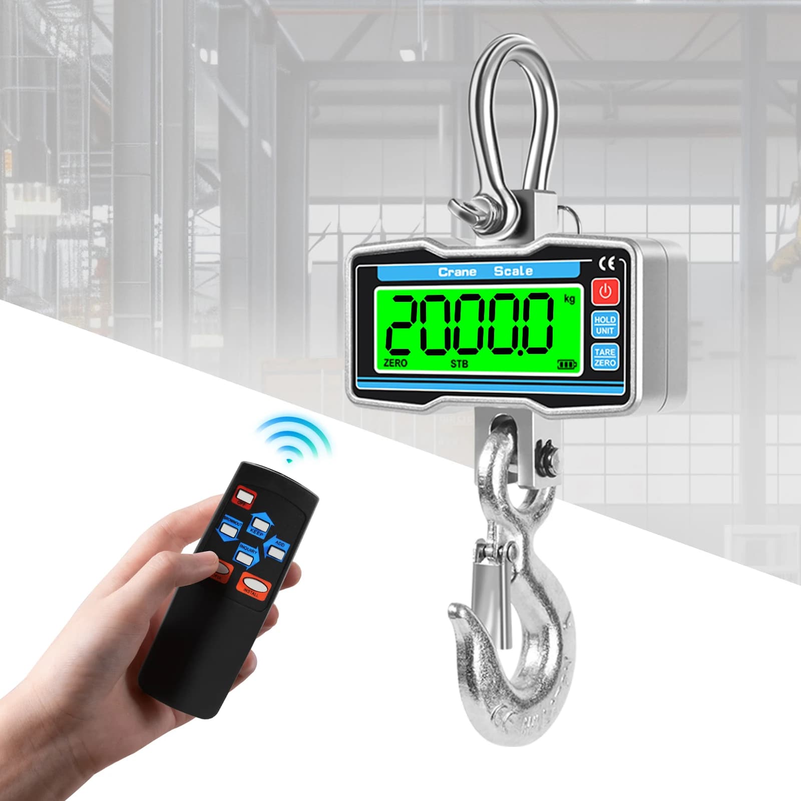 Hanging Scales with Remote Control，2T Hook Scale Hook Scale，Mini Portable LCD Scale with Hook, Digital Game Scale