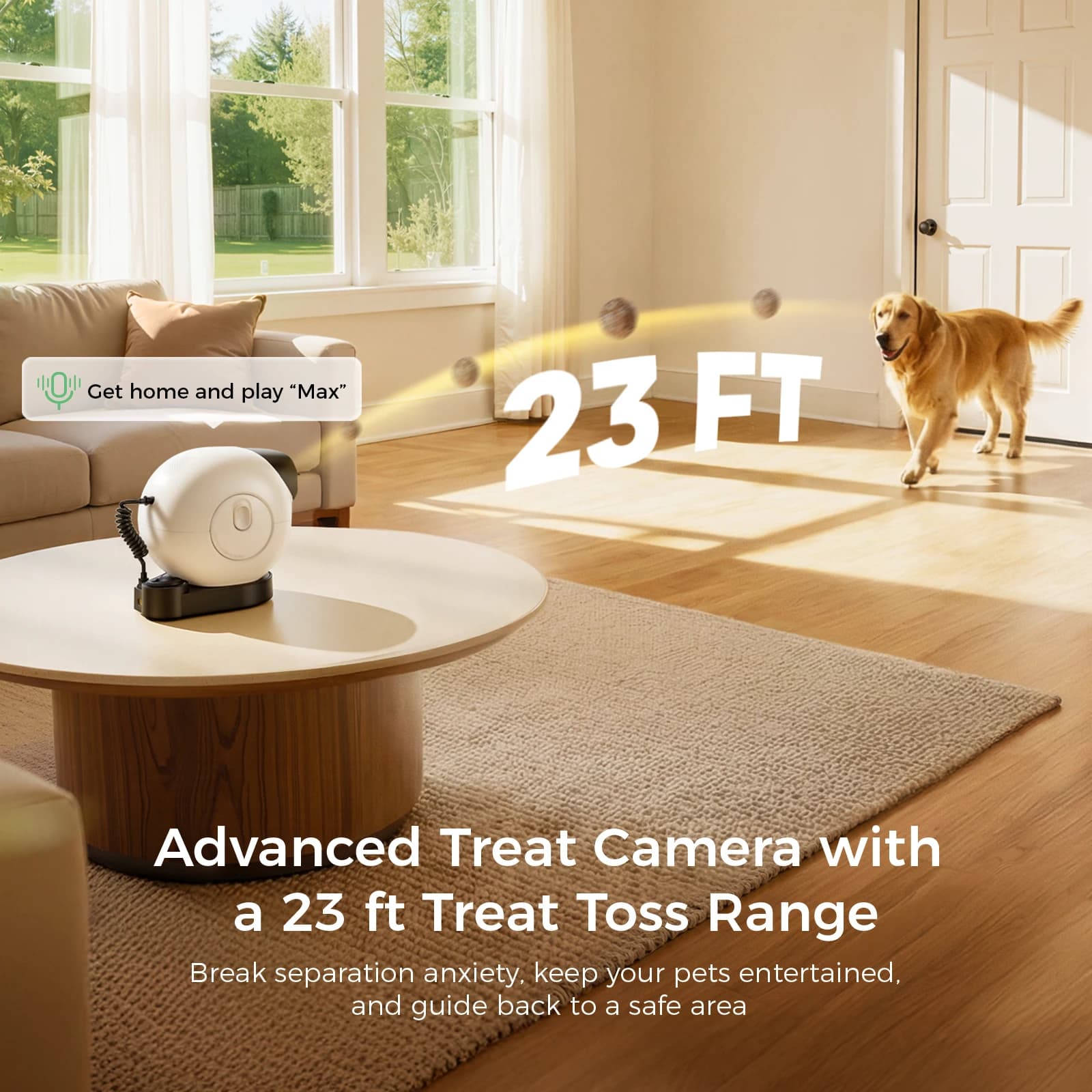Patbrela Pet Camera Treat Dispenser 3K PTZ Wifi Pet Monitor for Cat Dog, Remote Treat Tossing, Two‑Way Audio, App Control Indoor Pet Security Camera for Pet Interaction