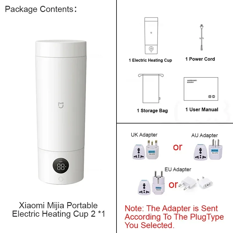 NEW  Mijia Portable Electric Kettle 2 Thermos Cup Fast Water Boiler 350ml Smart Temperature Insulated Kettle Travel (CN)