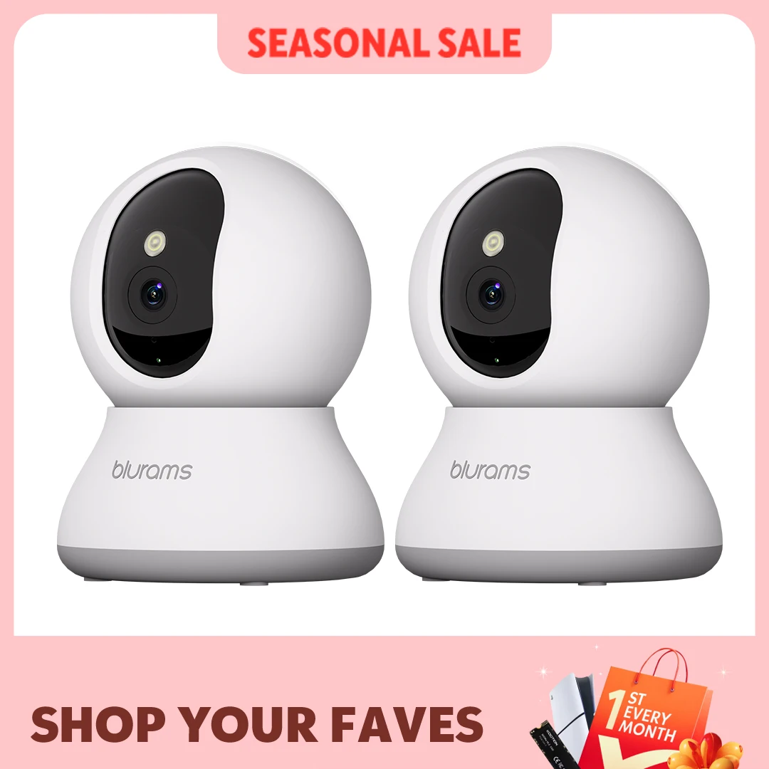 Blurams Indoor Security Camera 2K, Home Security Camera for Dog/Elder, Security Camera with One-Touch Call Update A31S-2pc