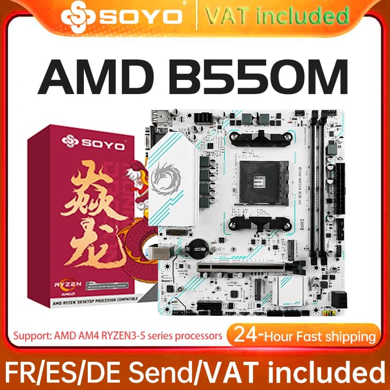 SOYO AMD B550M games Motherboard USB3.1 M.2 Nvme Sata3 DDR4 Dual Channel Supports RYZEN R3 R5 R7 3000 4000 CPU AM4 Sket