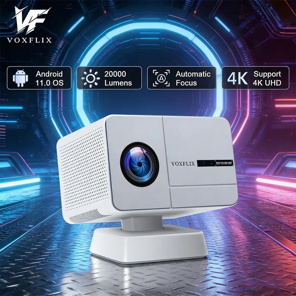 VOXFLIX X9 Ultra Projector Native 1080P Support 4K Android 11.0 1200 ANSI Auto Focus Media Video Player Smart Beamer with Stand