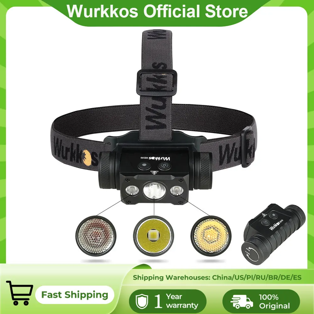 Wurkkos HD50 Headlamp Ultra-Bright 4000 Lumens with Red and White Light Functions 21700 USB-C Rechargeable LED Torch