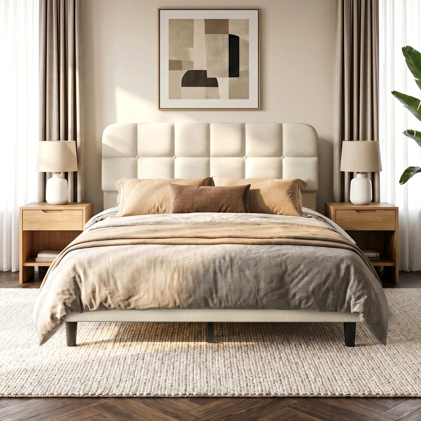 Upholstered Bed Frame 140×200cm, 160×200c,Double Bed, velvet Modern Style Suitable for Bedroom